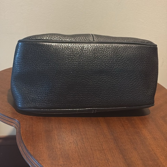 Dooney Bourke satchel shoulder bag black pebbled leather/ smooth brown trim - Picture 5 of 16